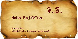 Hohn Bojána névjegykártya